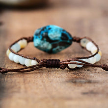 Load image into Gallery viewer, Natural Amazonite &amp; Fossil Flower Jasper Wrap Bracelet

