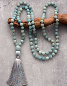 Natural Amazonite 108 Beads Mala Necklace