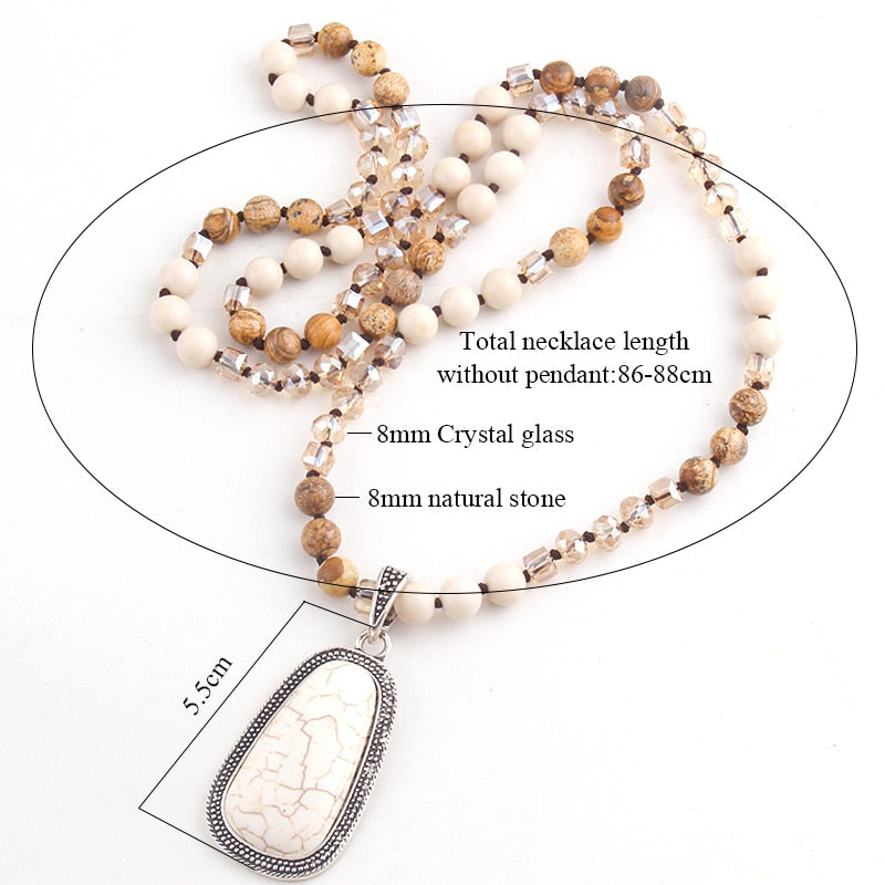 Natural Jasper & Crystals Beaded Necklace