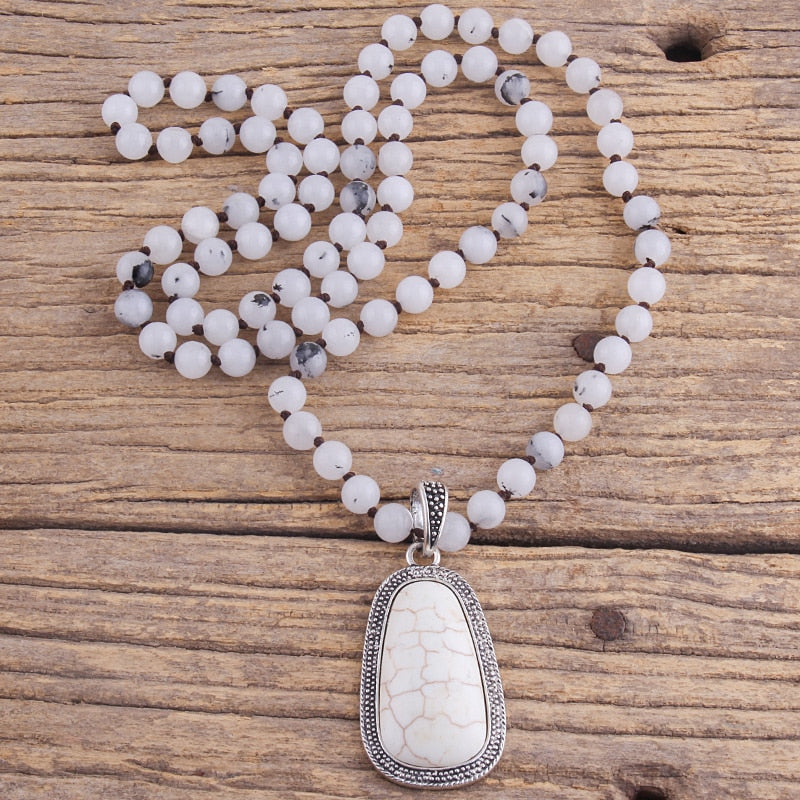 Natural Jasper & Crystals Beaded Necklace