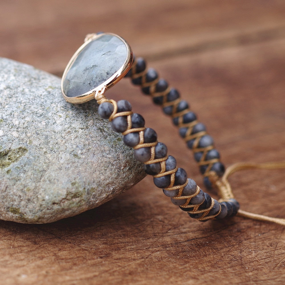 Natural Labradorite Braided Bracelet