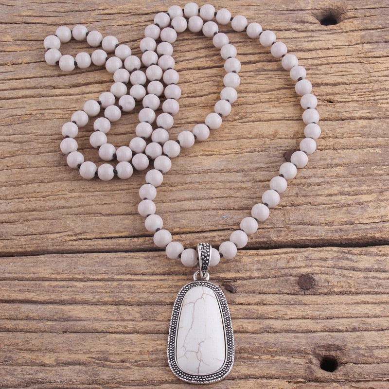 Natural Jasper & Crystals Beaded Necklace