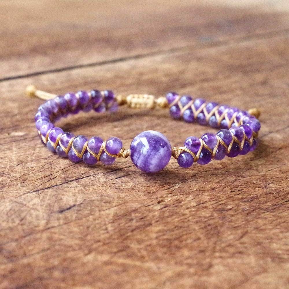 Natural Dream Amethyst Braided Bracelet