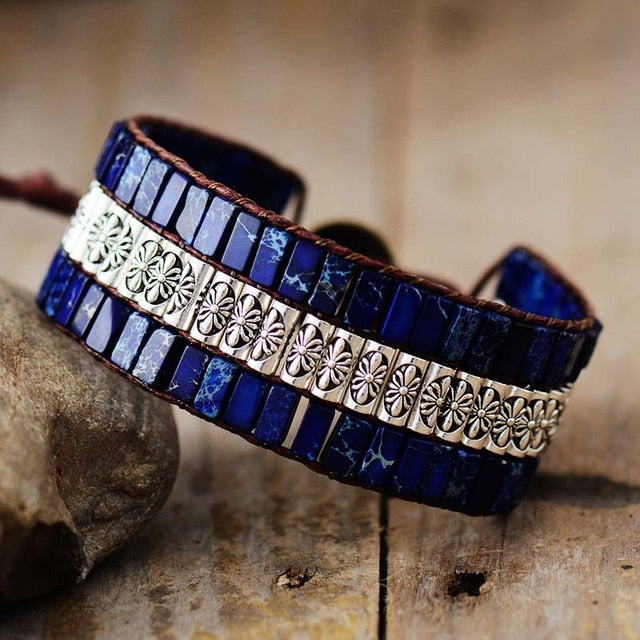 Natural Blue Jasper Wrap Bracelet