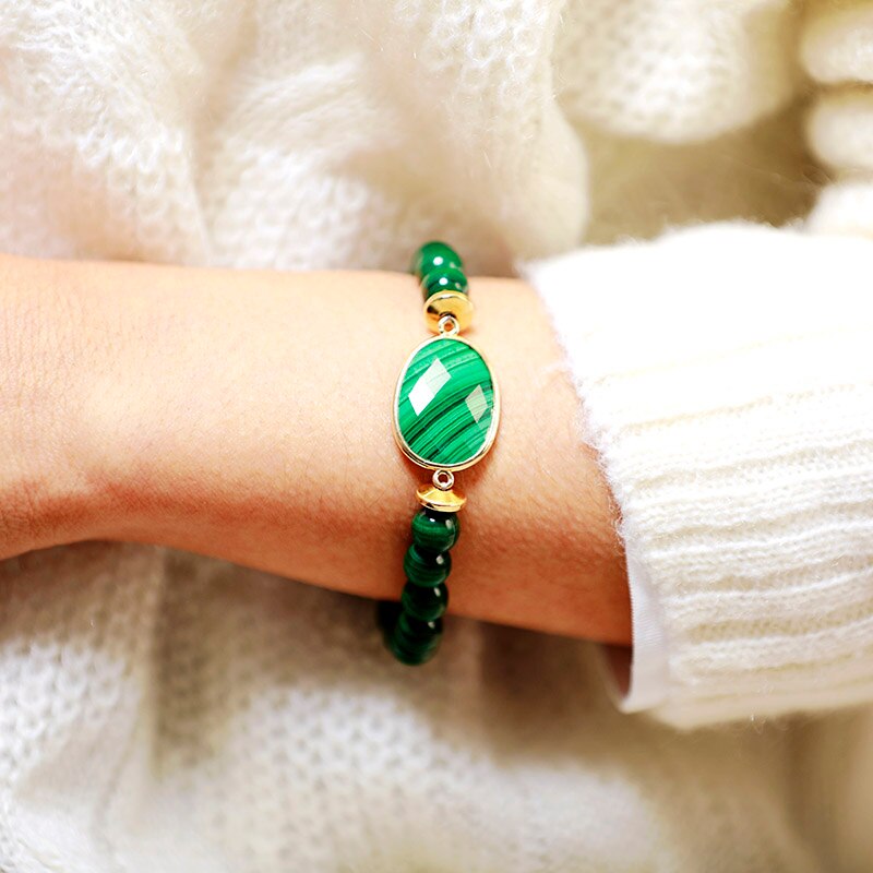 Natural Malachite Beaded Bracelet