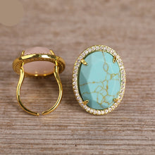 Load image into Gallery viewer, Natural Turquoise &amp; Zircons Ring
