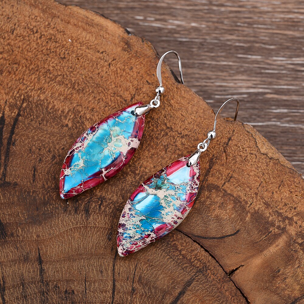 Natural Sunset & Ocean Jasper Flame Earrings