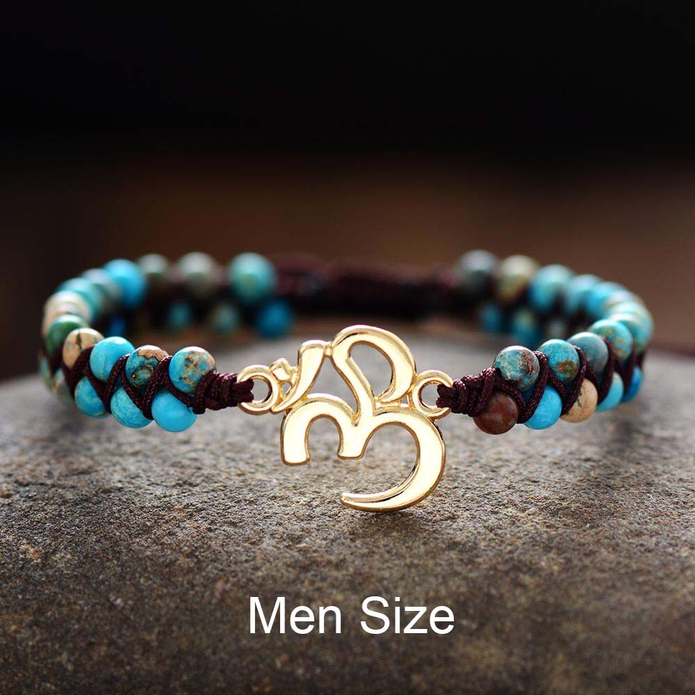 Natural Turquoise Jasper Braided OM Bracelet