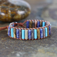 Load image into Gallery viewer, Natural Sodalite, Jasper, Turquoise &amp; Agate Leather Wrap Bracelet
