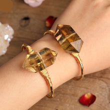 Load image into Gallery viewer, Natural Double-Point Citrine Quartz Cuff Bracelet
