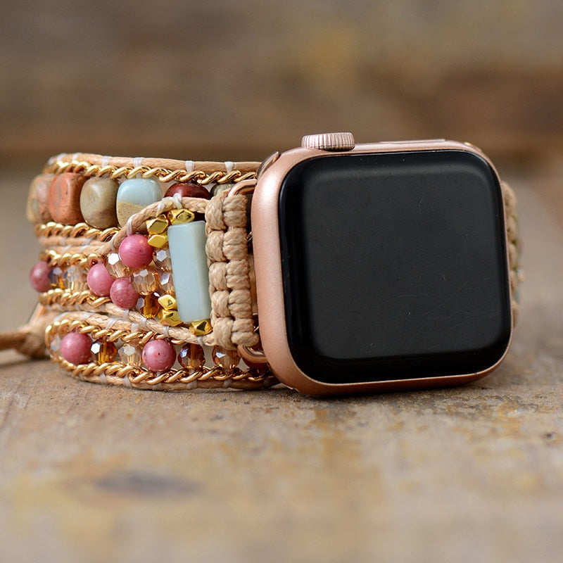 Natural Rhodonite & Royal Jasper Apple Watch Band