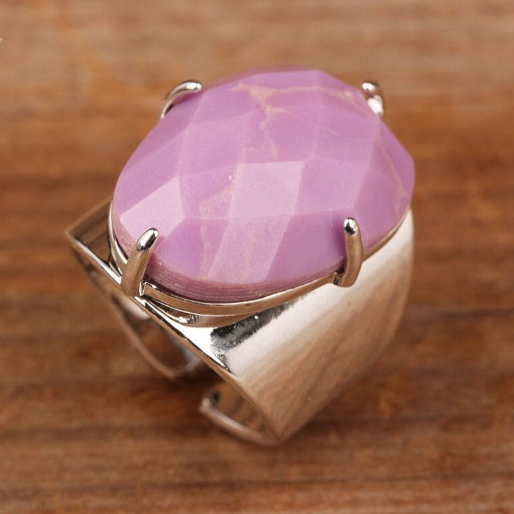 Natural Purple Jade Cuff Ring