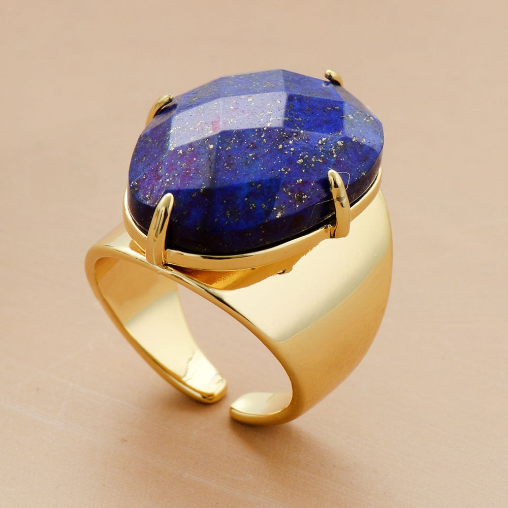 Natural Lapis Lazuli Cuff Ring