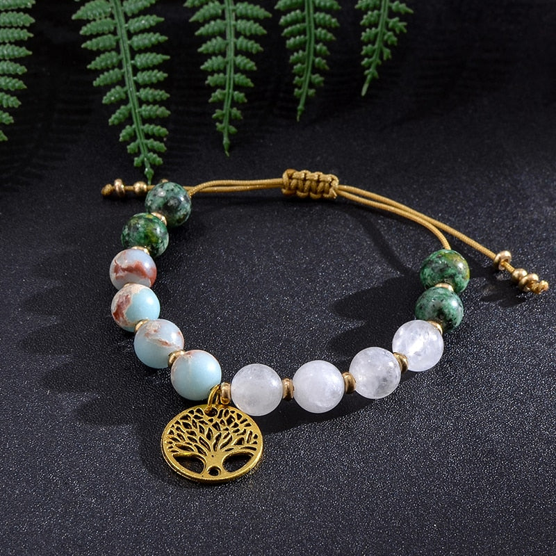 108 White Jade, African Turquoise and Emperor Jasper Beads Mala Necklace / Bracelet
