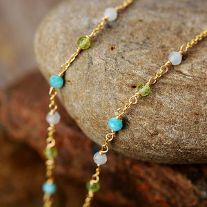Natural Opal Teardrop Pendant Chain Necklace