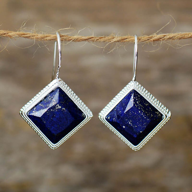 Natural Labradorite / Amethyst / Lapis Lazuli Geometric Earrings