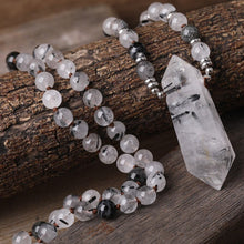 Load image into Gallery viewer, Natural Black Rutilated Quartz Double Point Pendant Necklace
