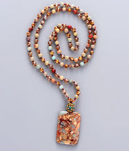 Load image into Gallery viewer, Natural Imperial Jasper &amp; Crystals Necklace with Nepalese Charm
