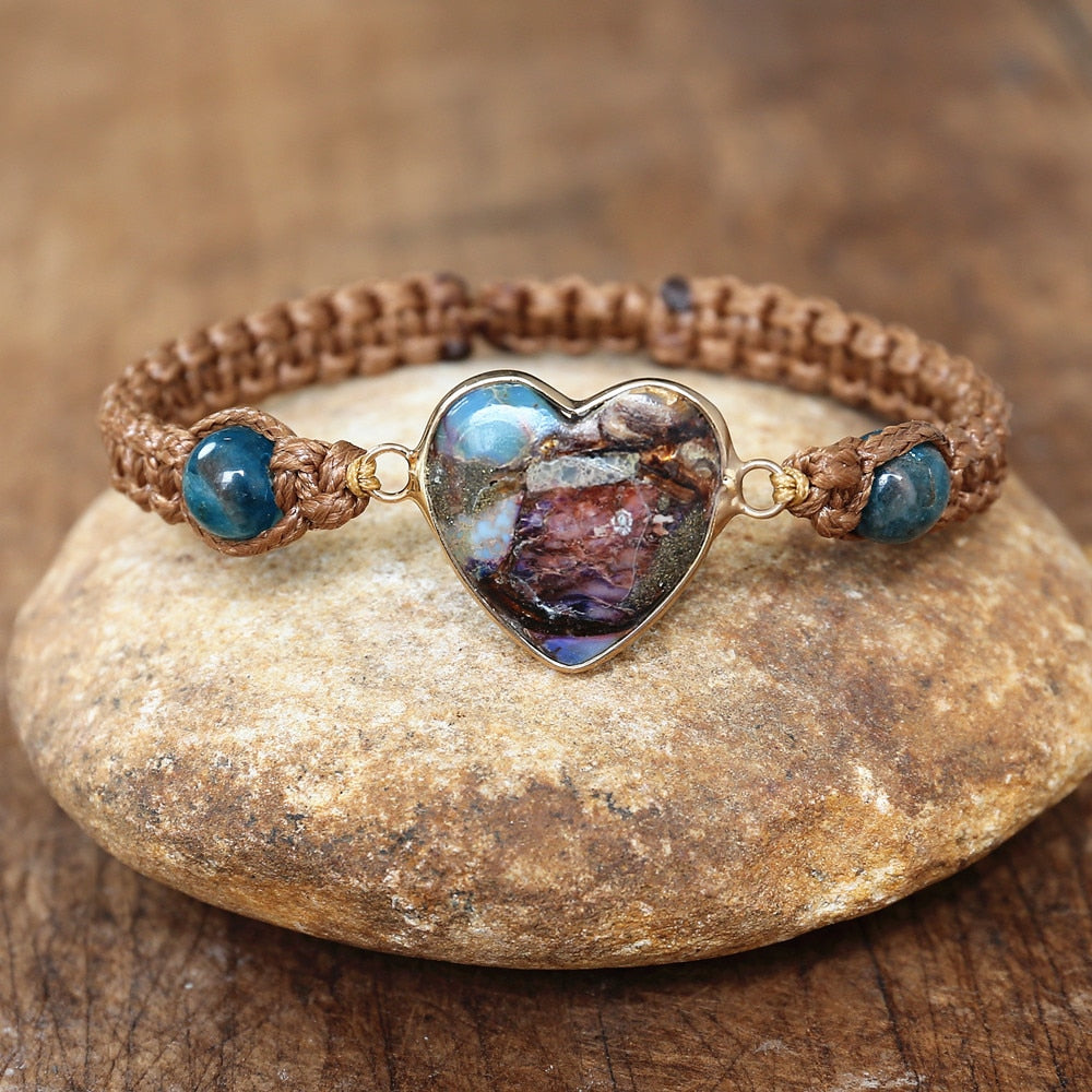 Natural Apatite & Vegan Leather Bracelet