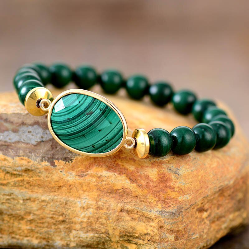 Natural Malachite Beaded Bracelet