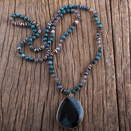 Natural Agate & Jasper Boho Chic Necklace