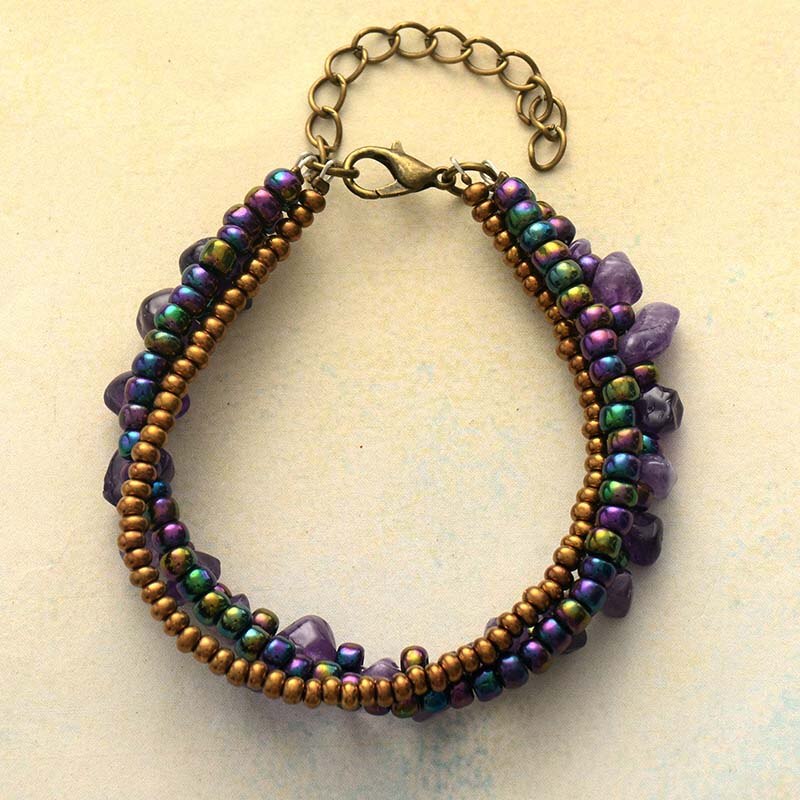 Natural Amethyst Multi Strands Bracelet