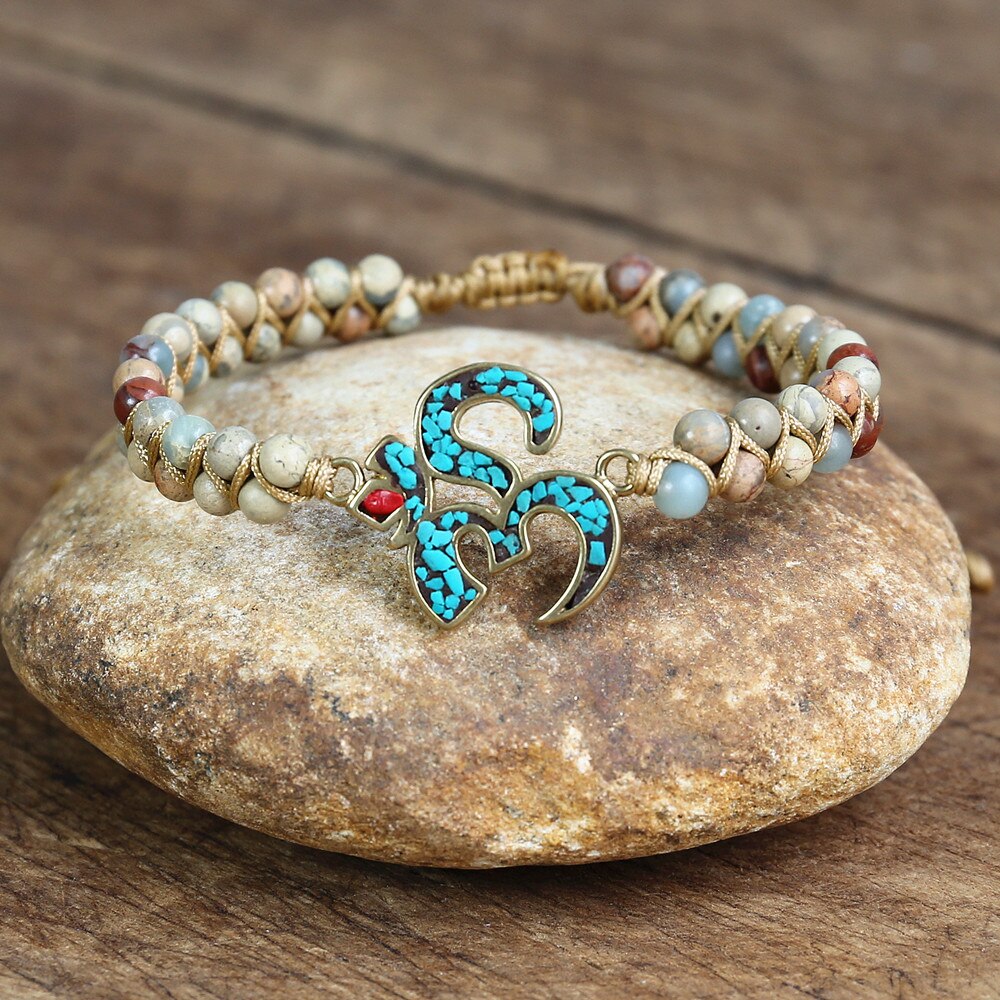 Natural African Opal OM Wrap Bracelet