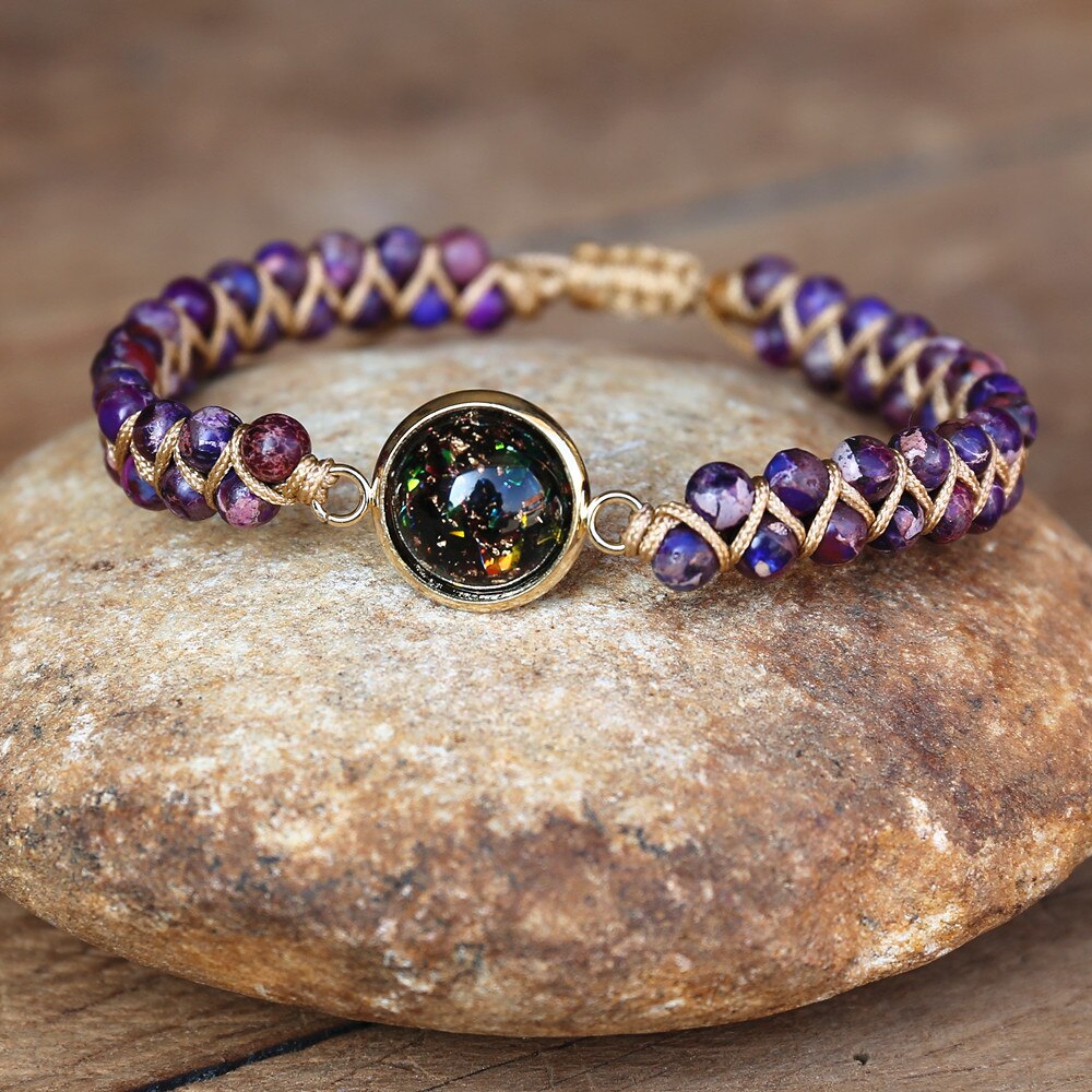 Natural Purple Jasper & Orgonite Wrap Bracelet