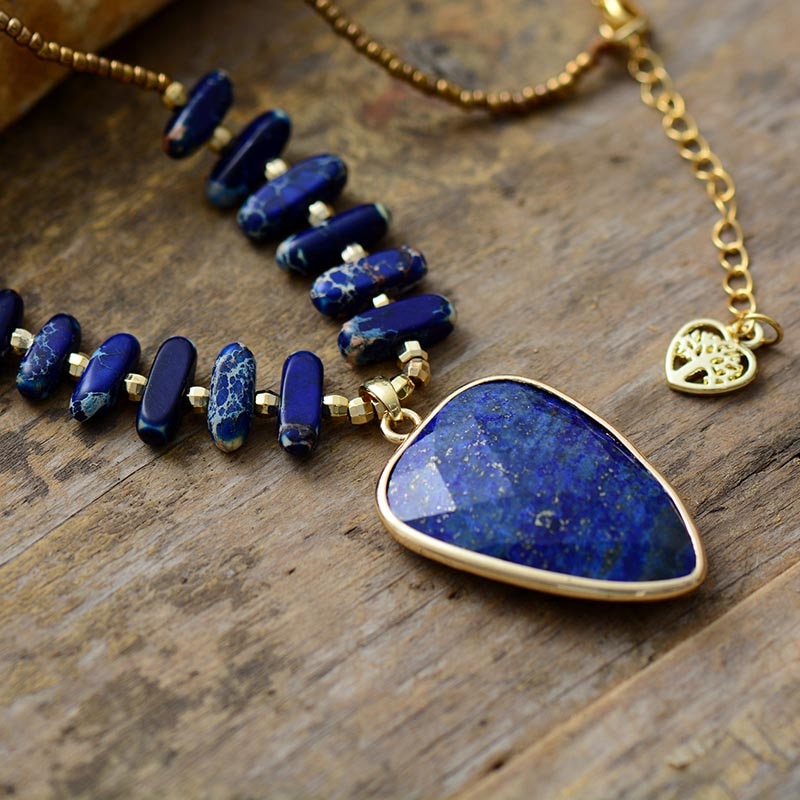 Natural Blue Jasper & Lapis Lazuli Necklace