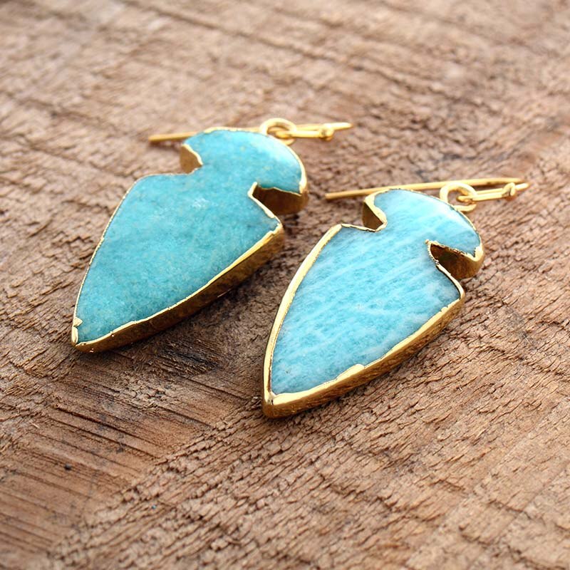 Natural Amazonite Arrowhead Earrings