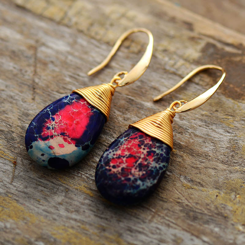 Natural Jasper Ethnic Earrings