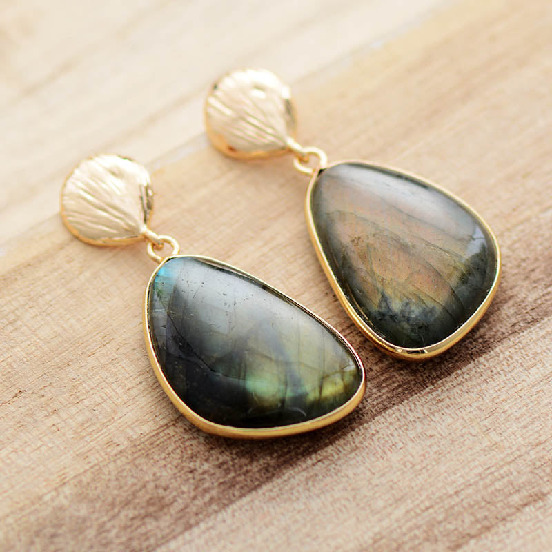 Natural Labradorite Stud Earrings