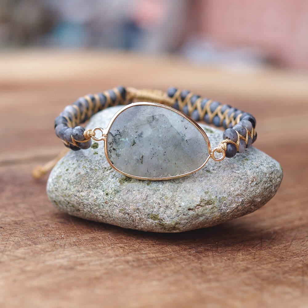 Natural Labradorite Braided Bracelet