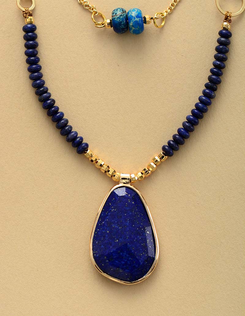 Natural Blue Jasper & Lapis Lazuli Multi-Layered Necklace