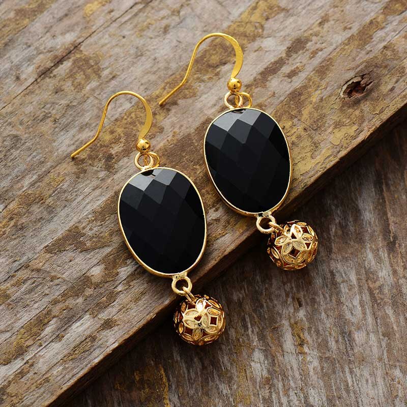 Natural Black Onyx Classy Earrings