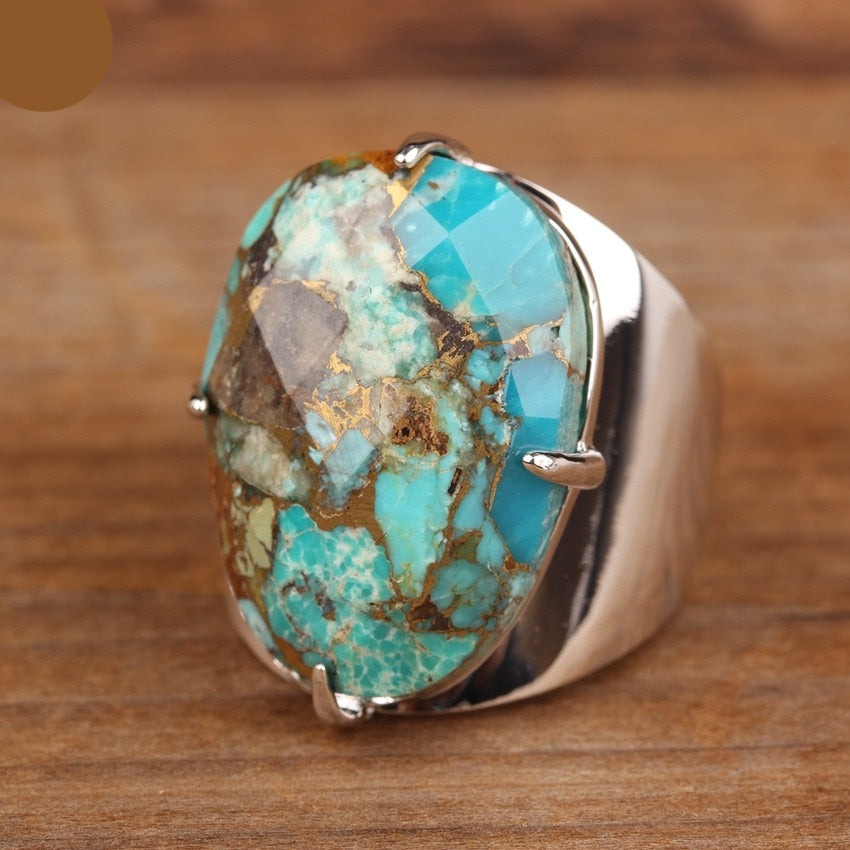 Natural Turquoise Cuff Ring