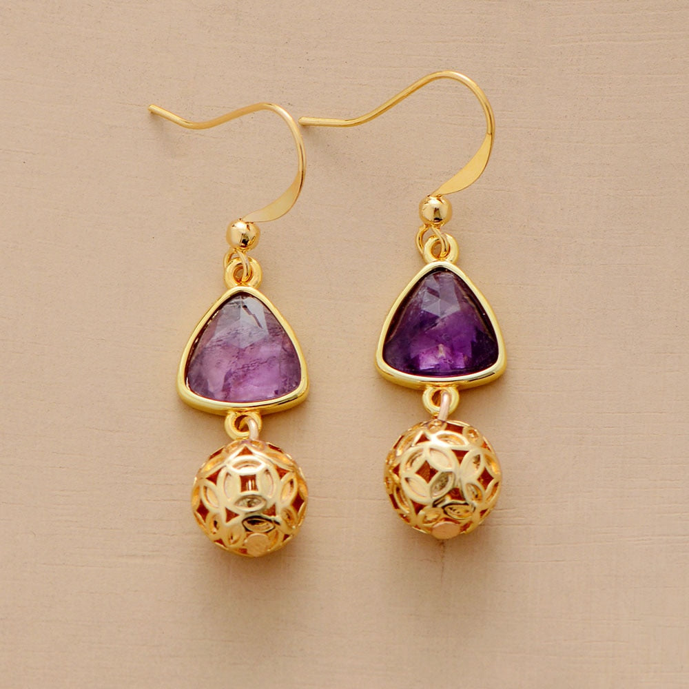 Natural Amethyst Dangle Earrings