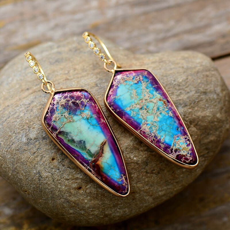 Natural Jasper & Zircons Earrings