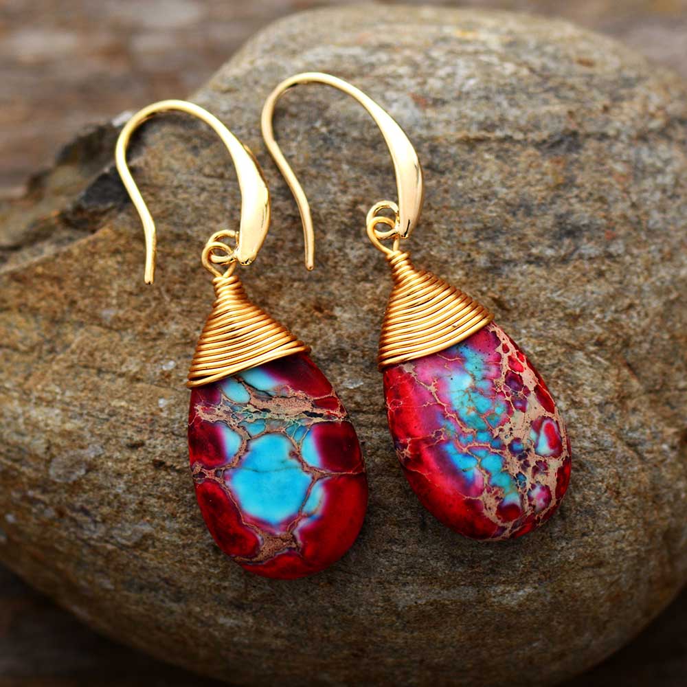 Natural Jasper Ethnic Earrings