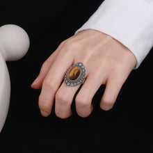 Load image into Gallery viewer, Natural Tiger Eye Sterling Silver Ring
