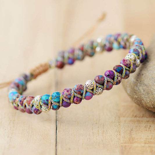 Natural Purple & Ocean Jasper Braided Bracelet