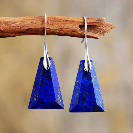 Natural Lapis Lazuli Pyramid Earrings