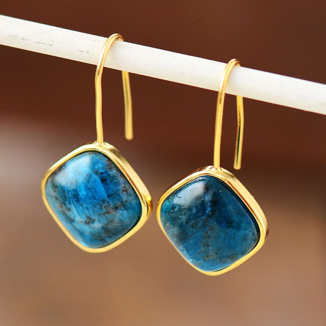 Natural Blue Apatite Earrings