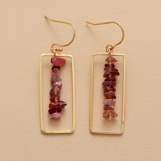 Natural Tourmaline Rectangular Earrings