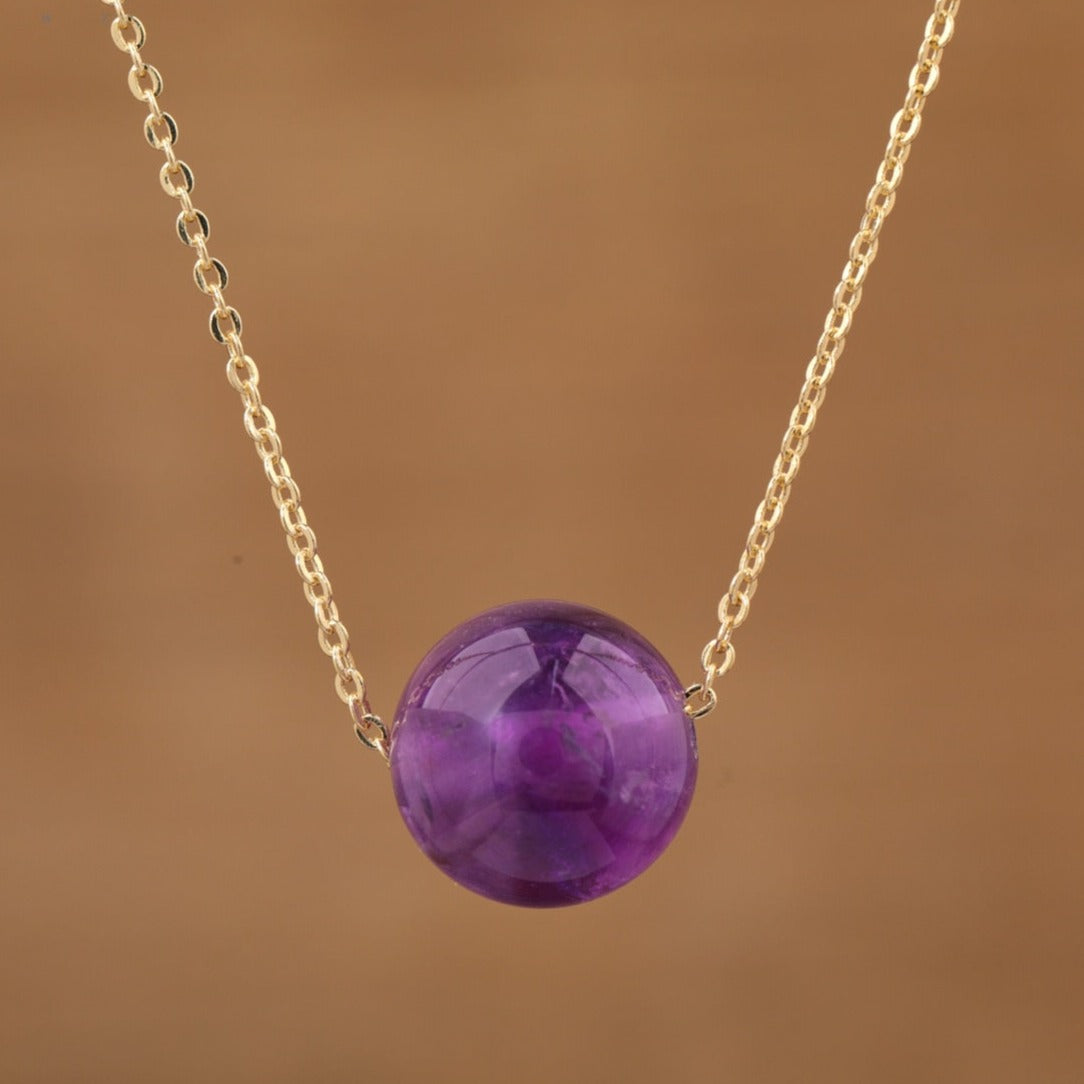 Natural Gemstone Sphere Pendant Minimalist Necklace