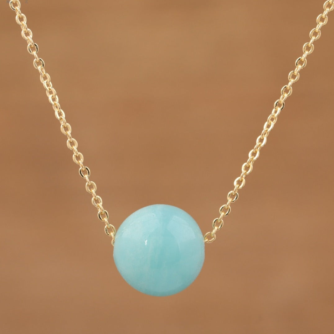 Natural Gemstone Sphere Pendant Minimalist Necklace