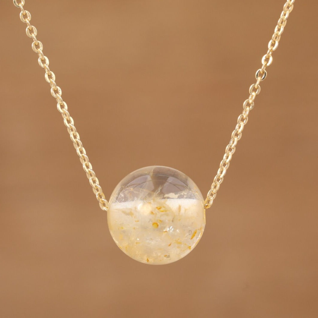 Natural Gemstone Sphere Pendant Minimalist Necklace