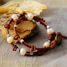 Load image into Gallery viewer, Natural Freshwater Pearls Leather Wrap Bracelet / Necklace
