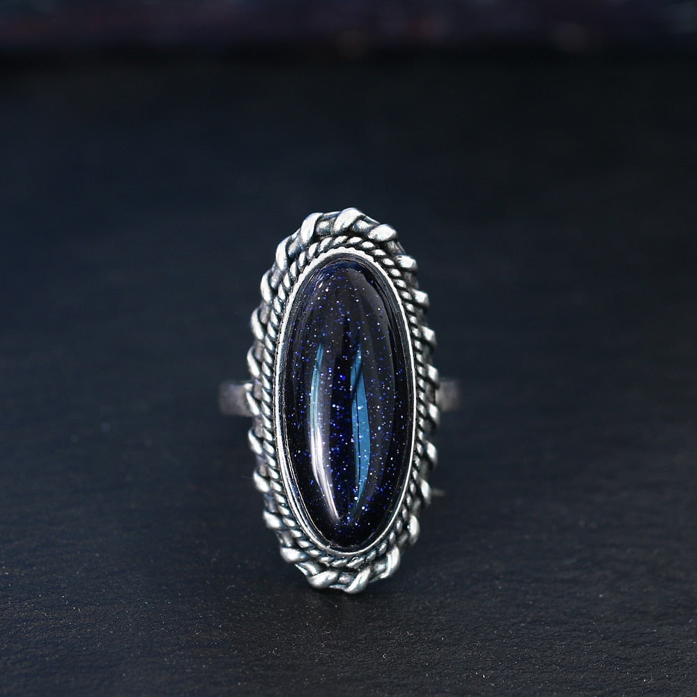 Sterling Silver & Blue Sandstone Ring