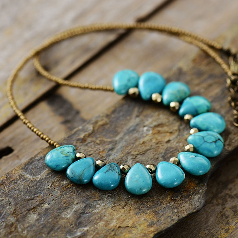 Natural Waterdrop Turquoise Choker Necklace